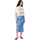 ANINE BING Blue Bar Silk Midi Skirt