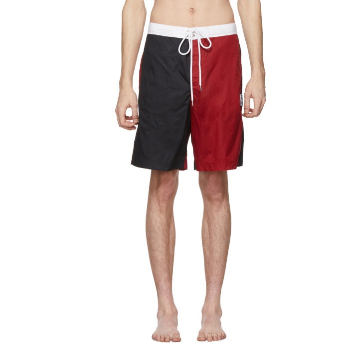 Photo: Moncler Gamme Bleu Navy and Red Tricolor Swim Shorts 