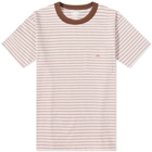 Danton Men's Stripe Crew Pocket T-Shirt in Pink Multi Stripe