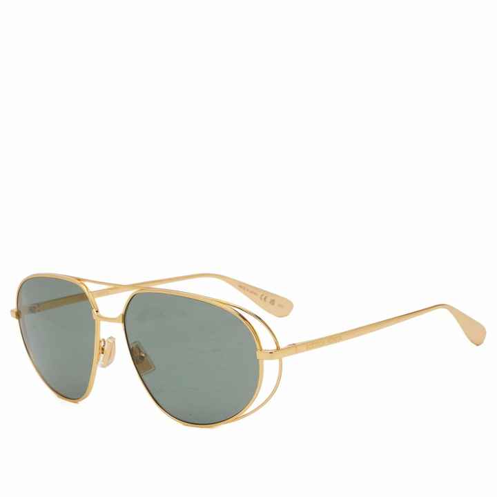 Photo: Bottega Veneta Eyewear Bottega Veneta BV1344S Sunglasses in Gold/Green 
