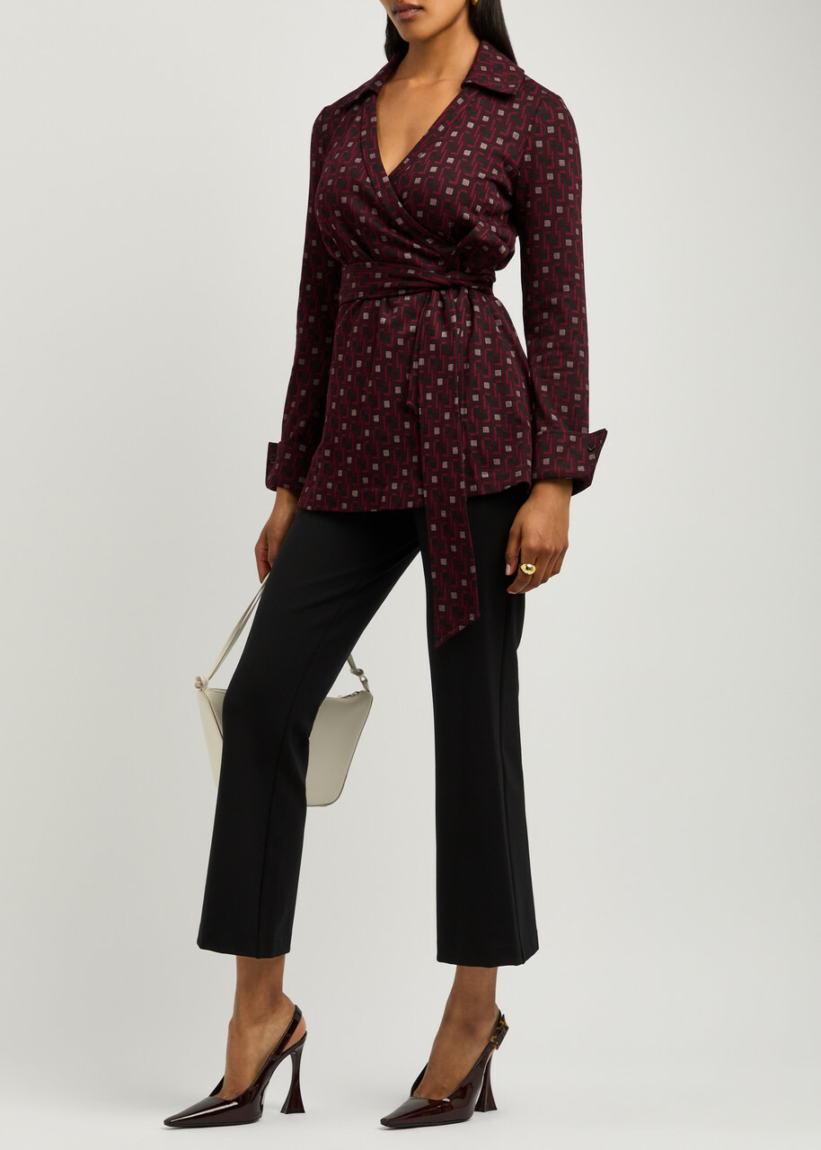 Diane Von Furstenberg Juno Cropped Flared Stretch-jersey Trousers Black