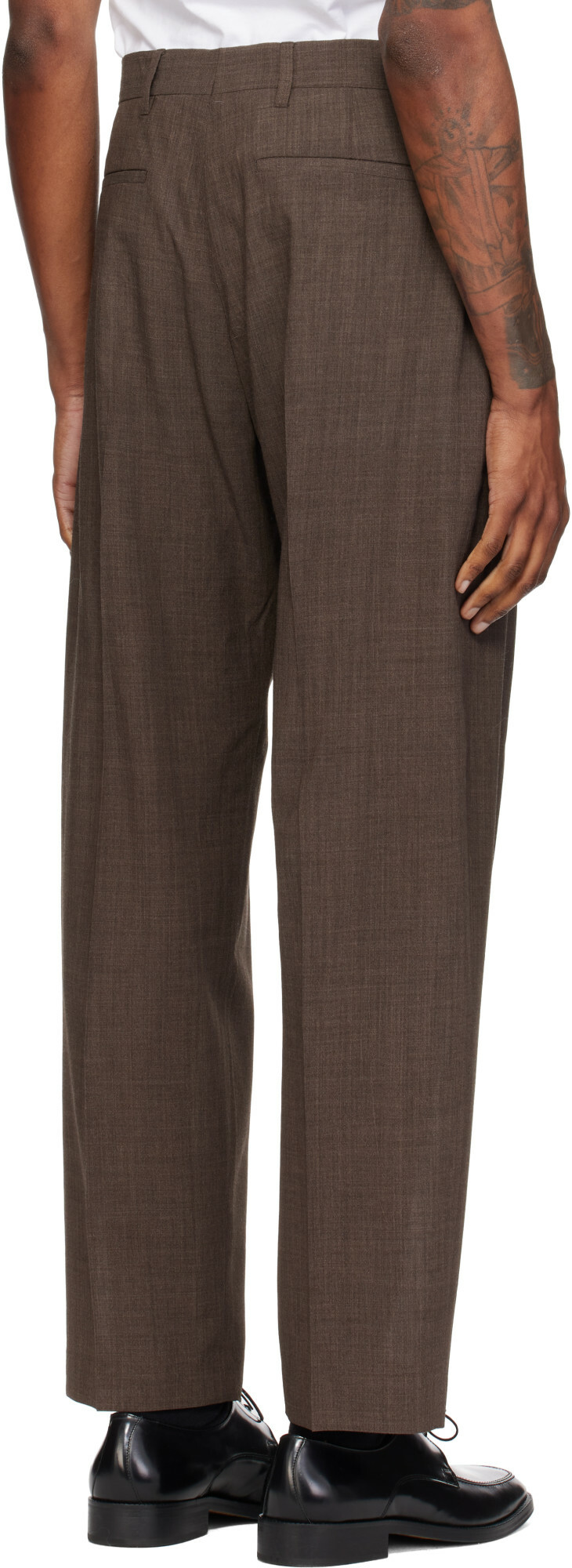 Paul Smith Brown Crepe Viscose-Wool Trousers