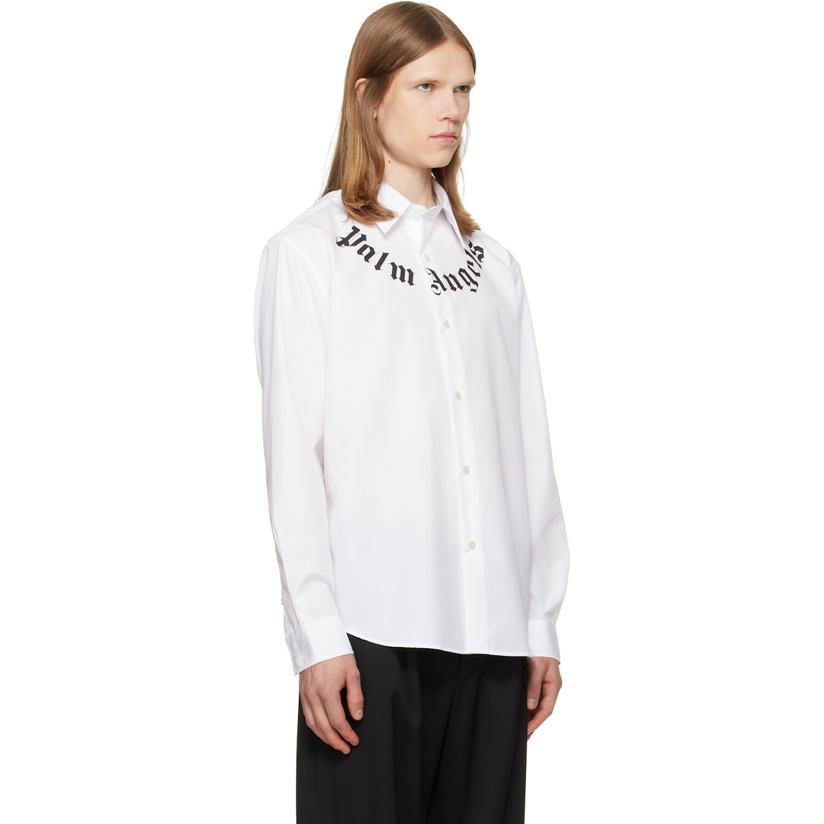 Palm Angels White Neck Logo Shirt