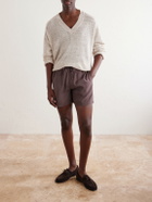 FRAME - Summer Boxer Straight-Leg Shell Shorts - Brown