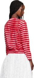 Comme des Garçons Red Cotton Jersey Stripe Garment Treated T-Shirt