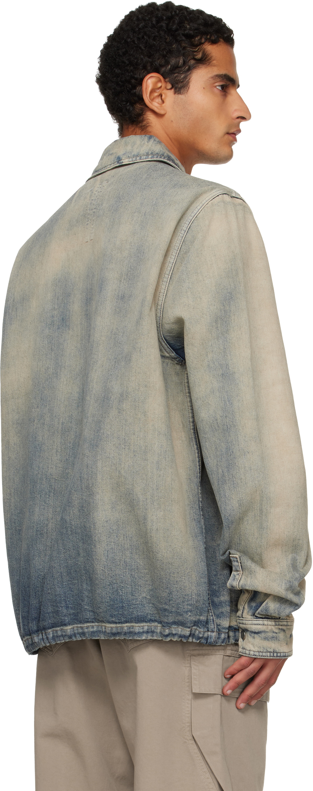 Rick Owens DRKSHDW Blue Concordians Concealed Zipfront Denim Jacket