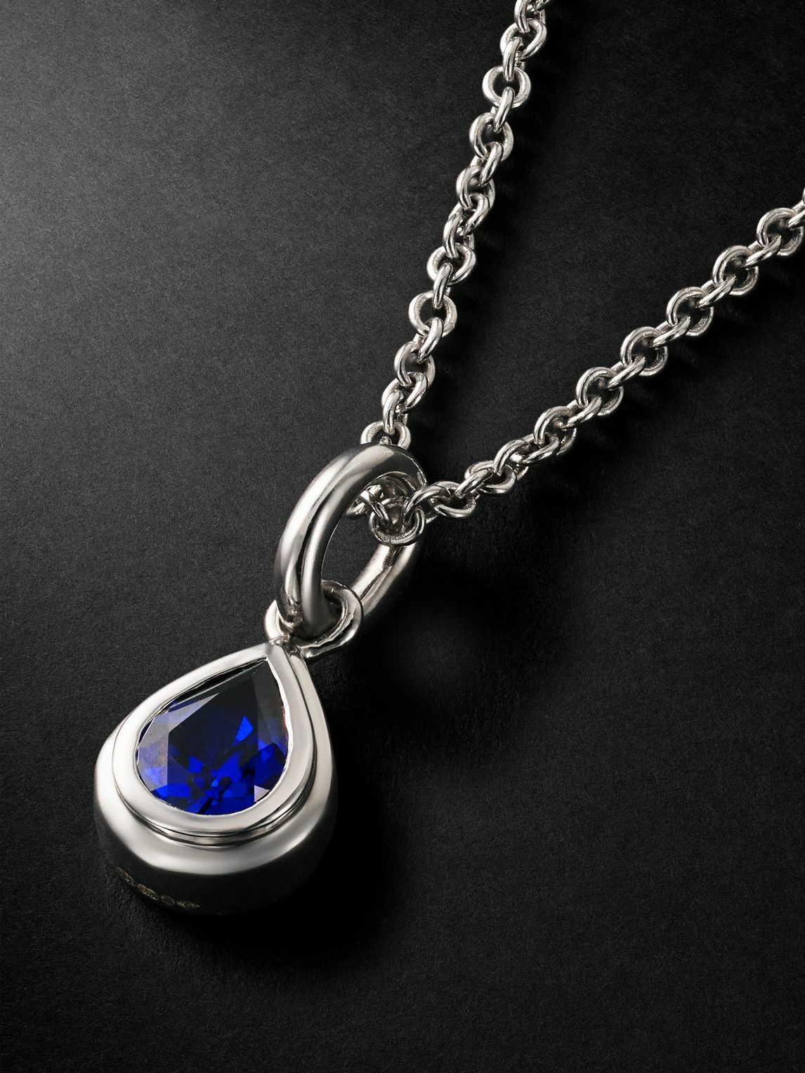 42 Suns - 14-Karat White Gold Laboratory-Grown Sapphire Pendant Necklace