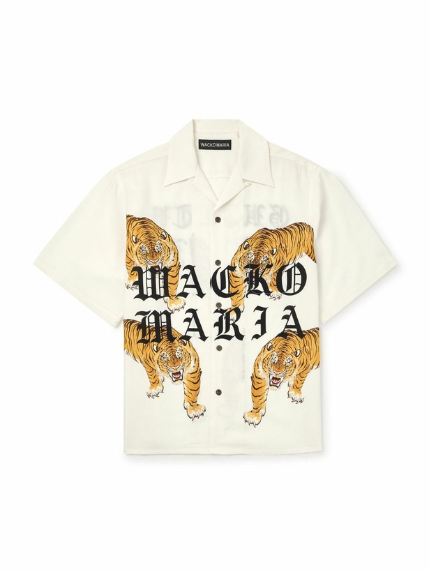 Photo: Wacko Maria - Convertible-Collar Logo-Print Recycled-TENCEL™ Shirt - White