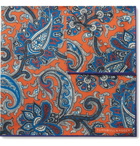 Turnbull & Asser - Paisley-Print Silk-Twill Pocket Square - Orange