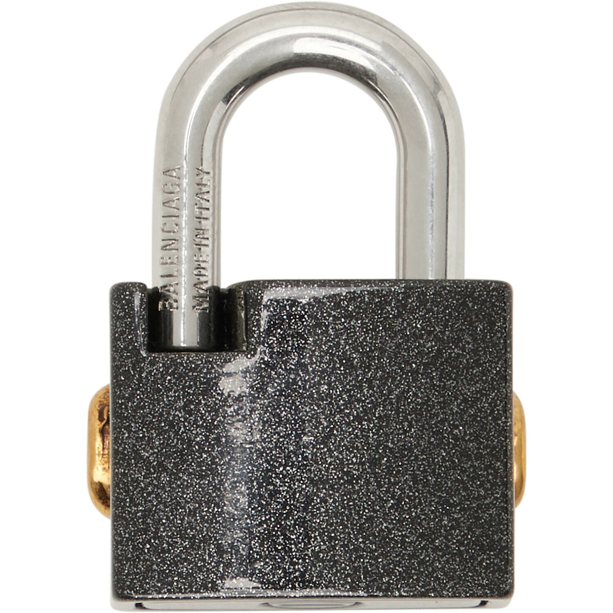Balenciaga Black & Silver BB Padlock Bag Charm