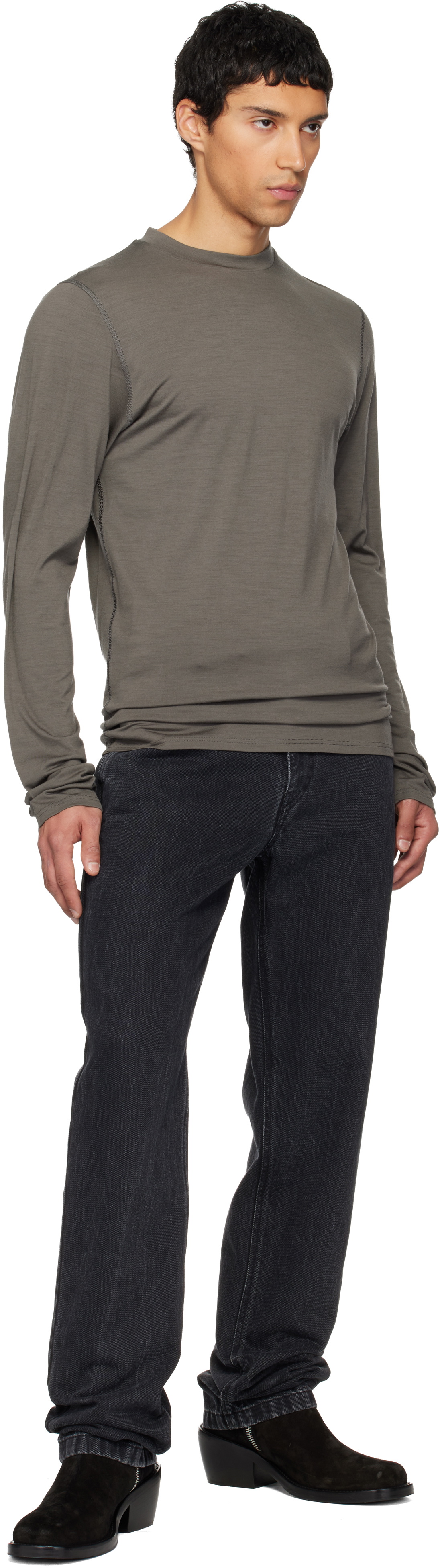 Rier Gray Roundneck Jersey Wool T-shirt