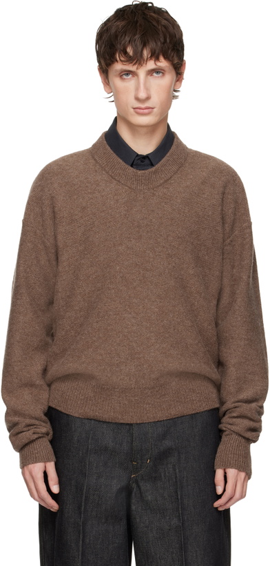 Photo: LEMAIRE Brown Boxy V Neck Sweater
