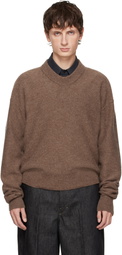 LEMAIRE Brown Boxy V Neck Sweater