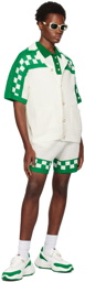 Casablanca White & Green Check Shorts