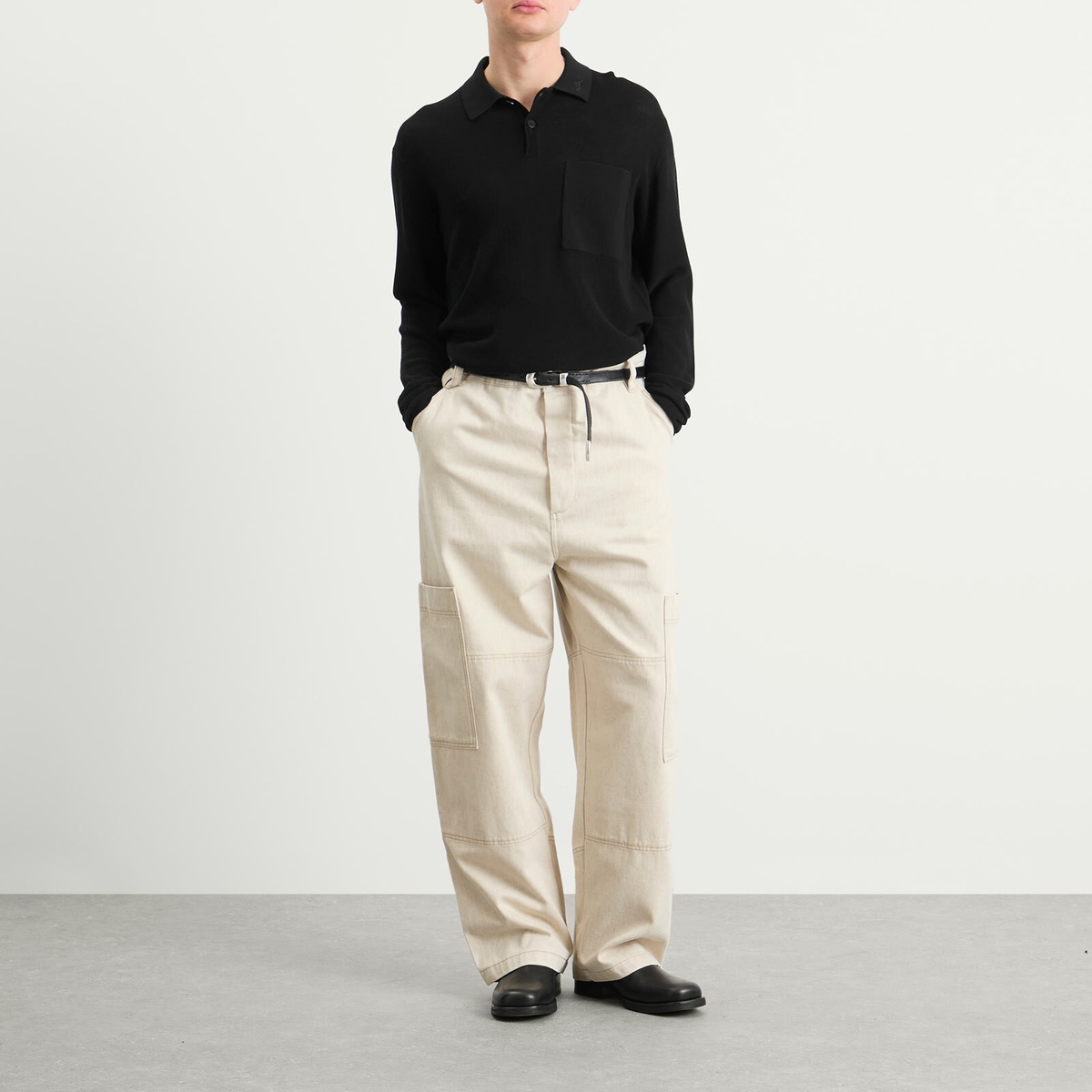 Jacquemus Men's Knitted Polo Shirt in Black