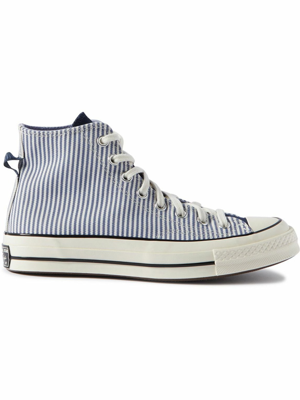 Photo: Converse - Chuck 70 Striped Canvas High-Top Sneakers - Blue