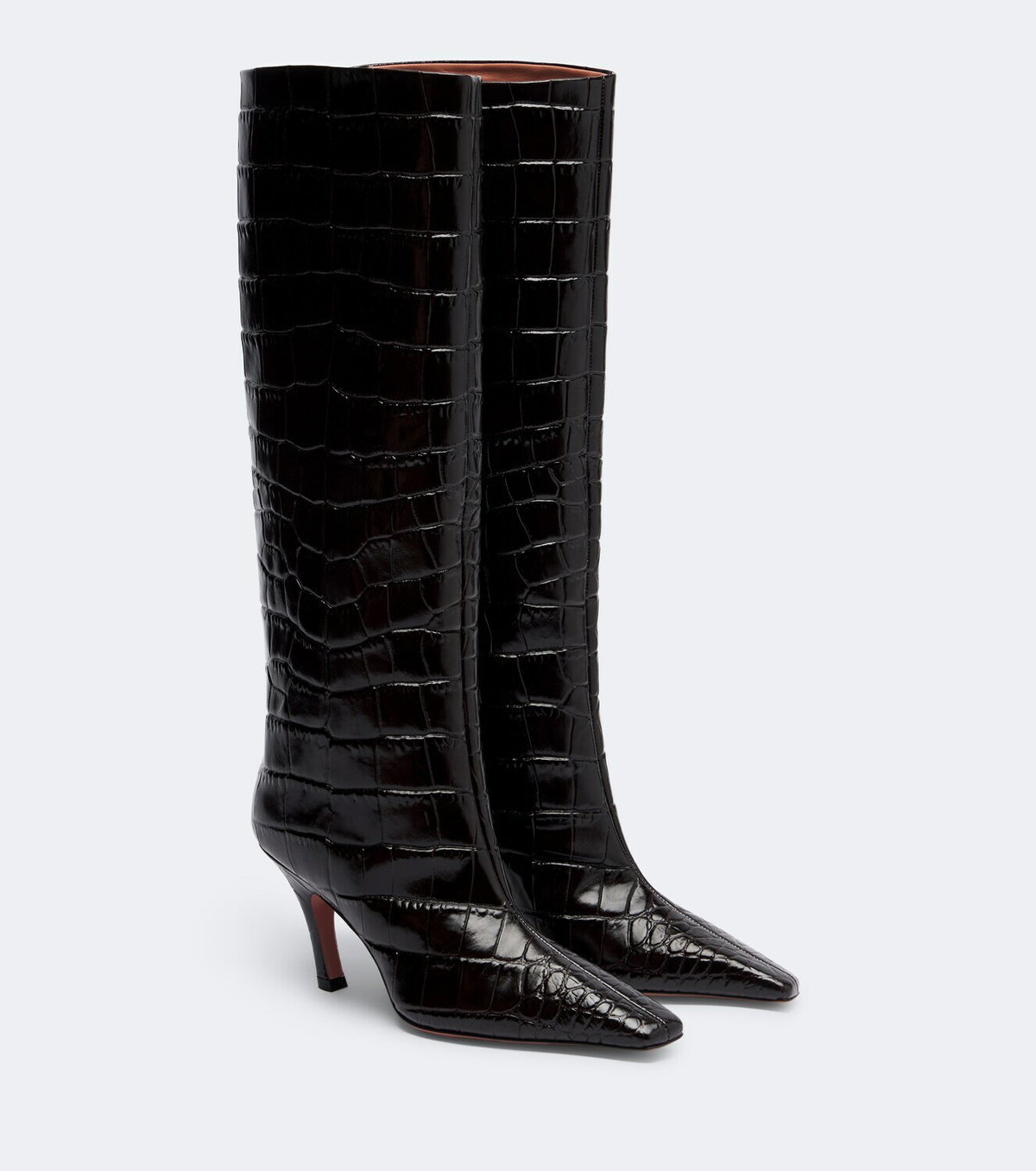 Amina Muaddi Mona croc-effect leather knee-high boots