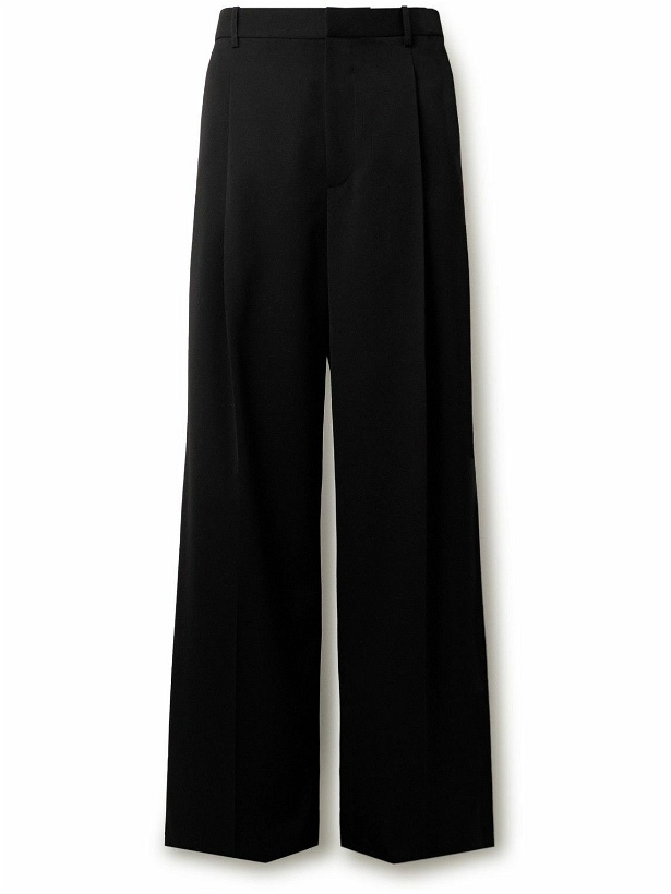 Photo: Jil Sander - Wide-Leg Pleated Grain de Poudre Wool Trousers - Black