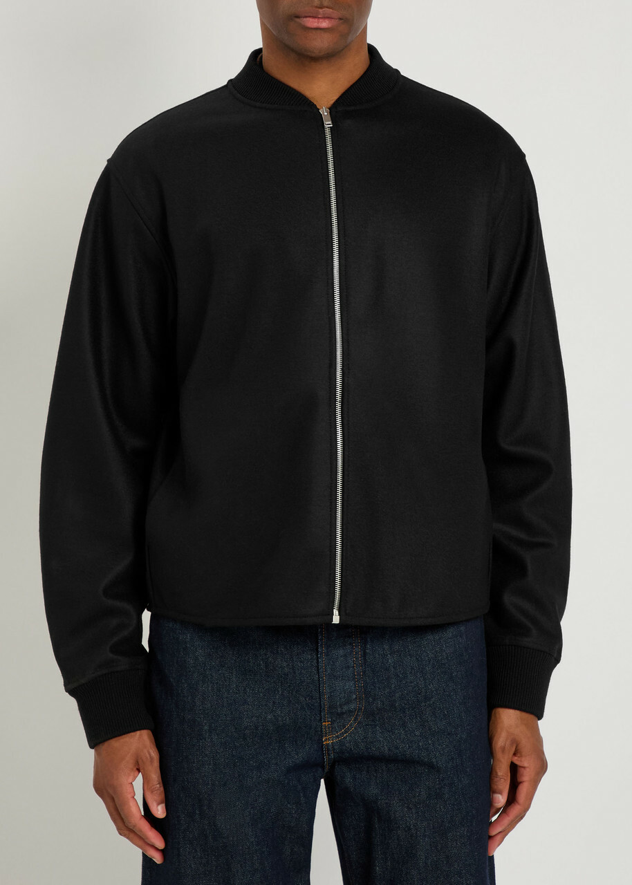 Jil Sander Zip-through Wool Sweatshirt Black