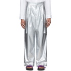 Tibi Silver Nylon Pleated Cargo Pants