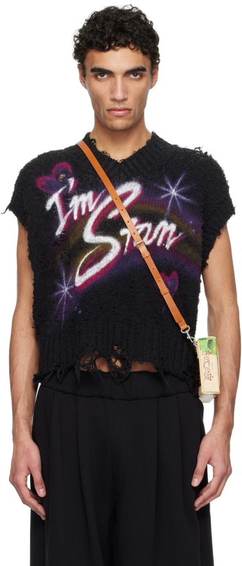Photo: doublet Black Airbrush Recycled Cotton Knit Vest