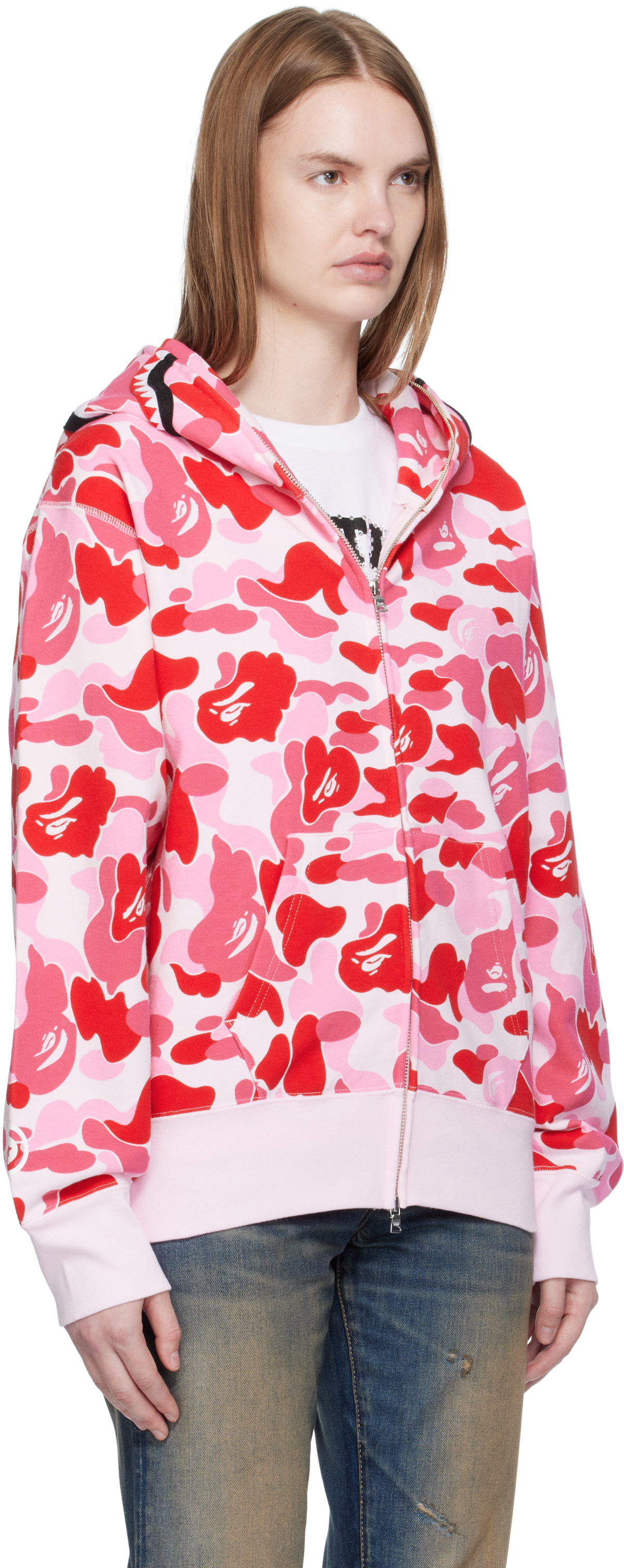 BAPE Pink ABC Camo Shark Full Zip Hoodie