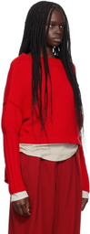 YOHJI YAMAMOTO Red R-Cap Sleeve Sweater