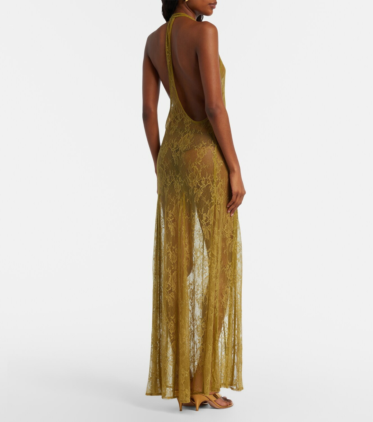 Adriana Degreas Sheer open-back lace maxi dress