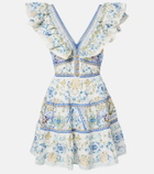 Camilla Embellished floral linen minidress