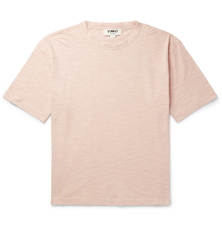 Photo: YMC - Striped Slub Cotton-Jersey T-Shirt - Pink