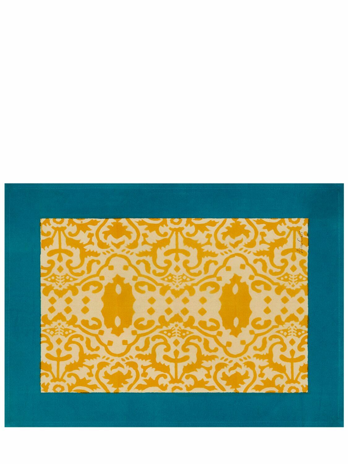 LISA CORTI Set Of 2 Gold Damask Cotton Placemats