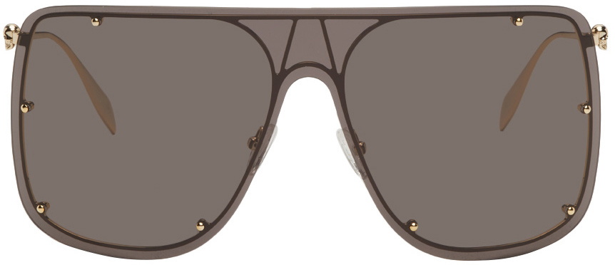 24AW new/alexander mcqueen スタッズロゴサングラス Sunglasses Alexander McQueen - Women's Skull Mask Sunglasses - Silver