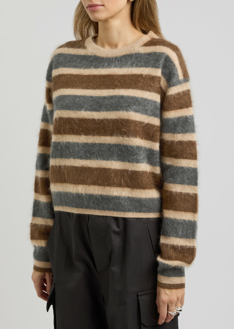Guest In Residence Grizzly Striped Brushed Cashmere Jumper Brown