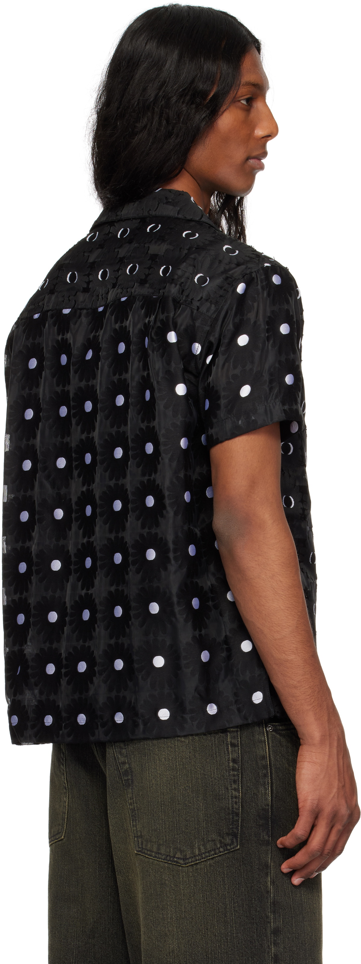 Andersson Bell Black Half Sheer Flower Shirt