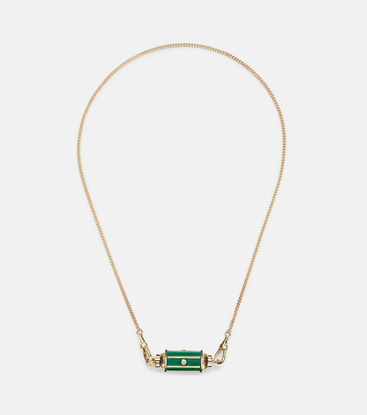 Marie Lichtenberg Baby Locket 18kt gold pendant necklace with malachite and diamonds