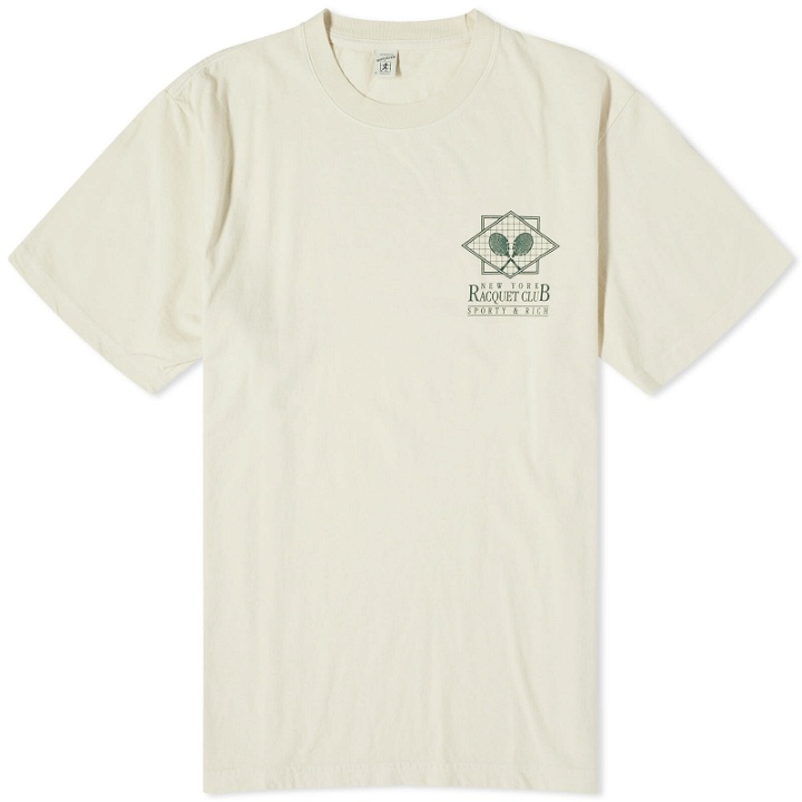 Photo: Sporty & Rich Men's NY Racquet Club T-Shirt in Cream/Forest