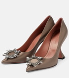Amina Muaddi - Begum embellished satin pumps