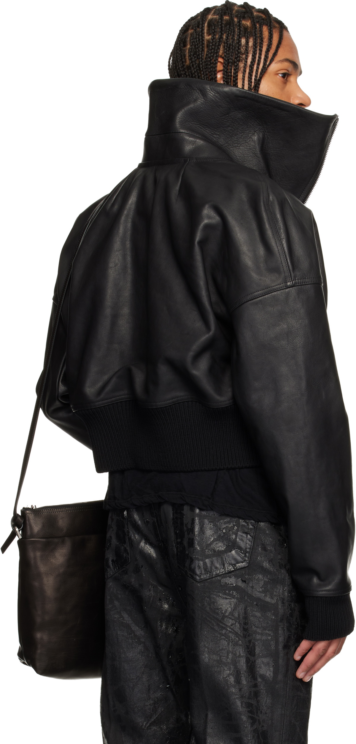 Rick Owens Black Concordians Dracucollar Leather Jacket Rick Owens
