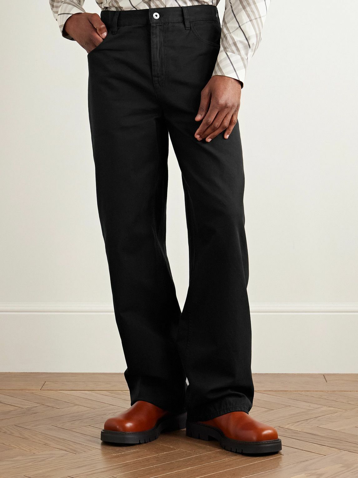 Burberry - Straight-Leg Cotton-Twill Trousers - Black