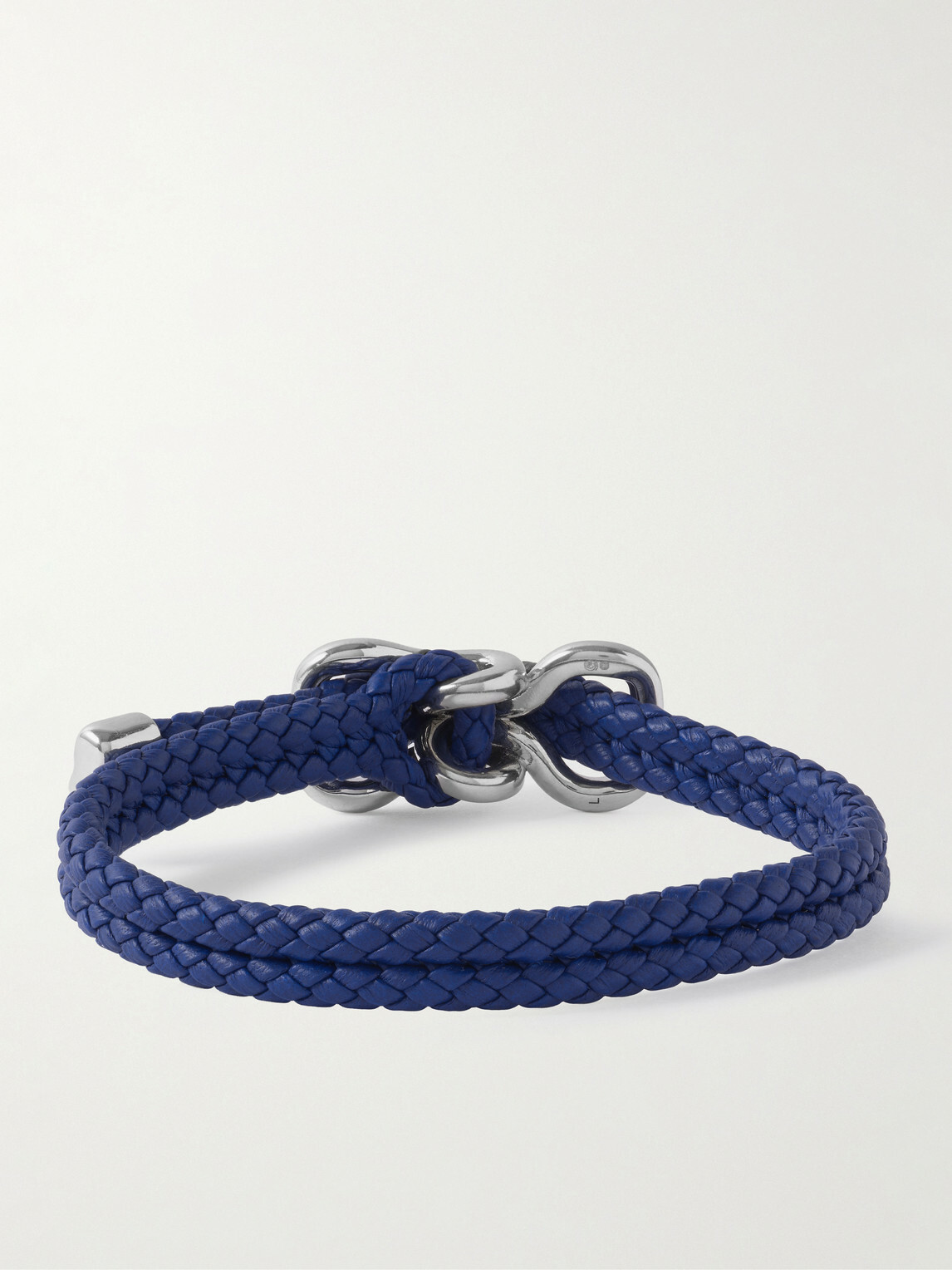 Bottega Veneta - Braided Leather and Sterling Silver Bracelet - Blue
