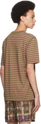 BEAMS PLUS Khaki Striped Nep Border T-Shirt