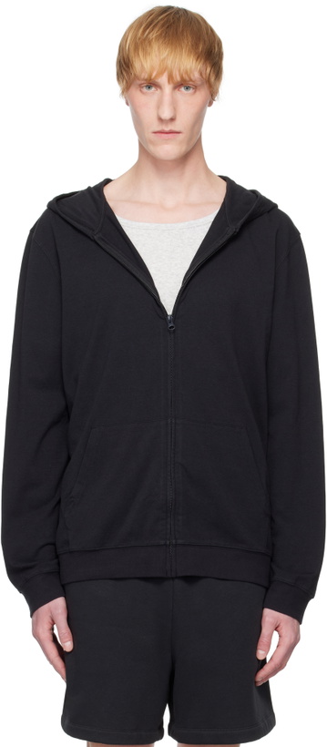Photo: SKIMS Black Jersey Lounge Zip Up Hoodie