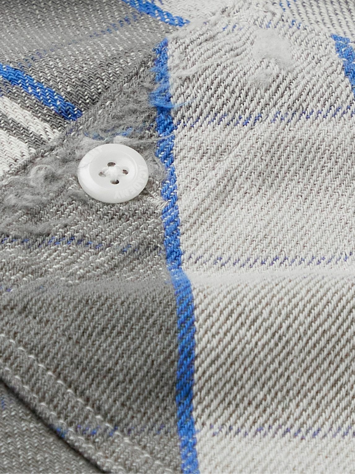 SAINT Mxxxxxx - Distressed Checked Cotton-Flannel Shirt - Blue