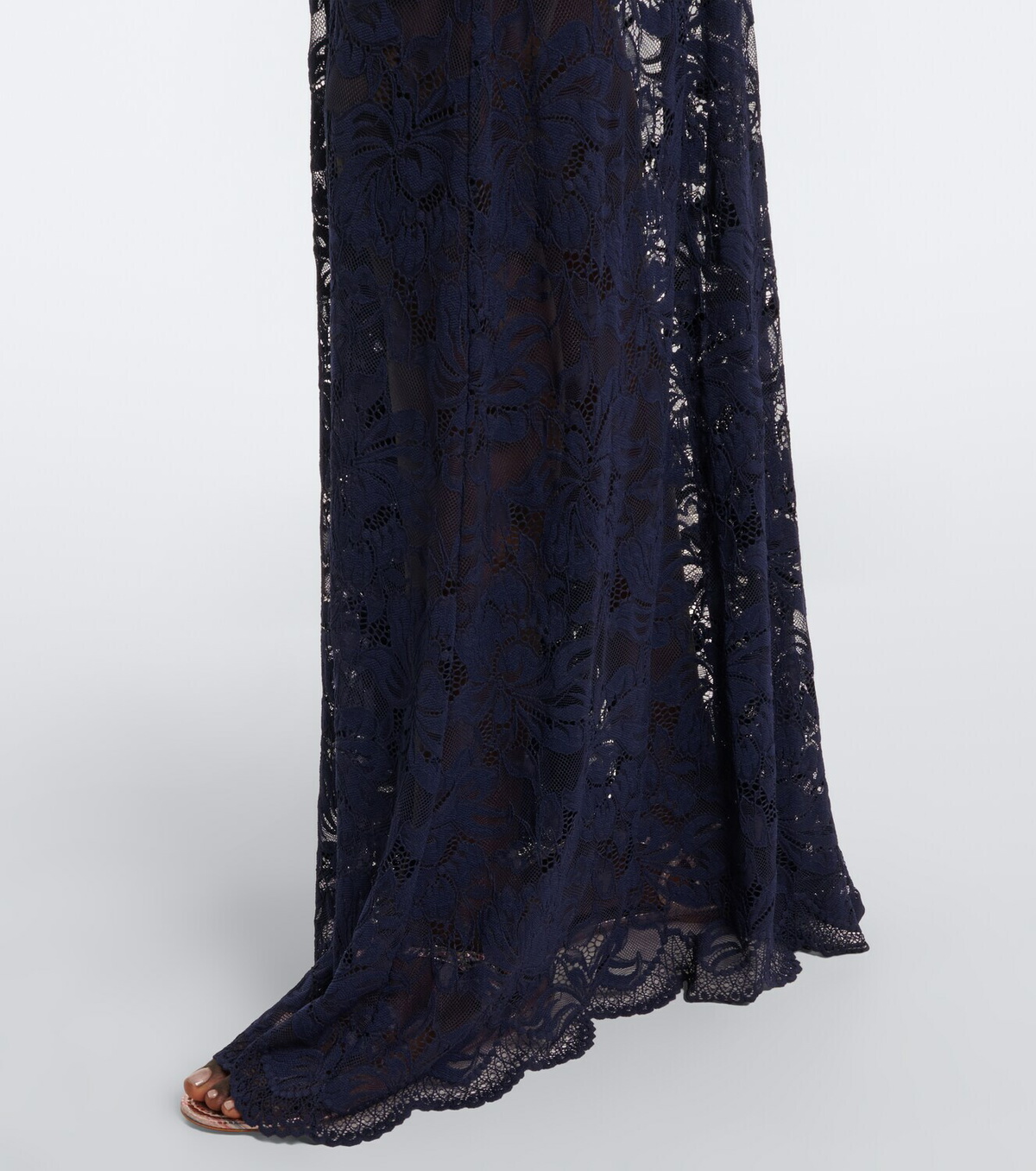Rabanne Gathered lace and velvet maxi skirt