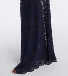 Rabanne Gathered lace and velvet maxi skirt