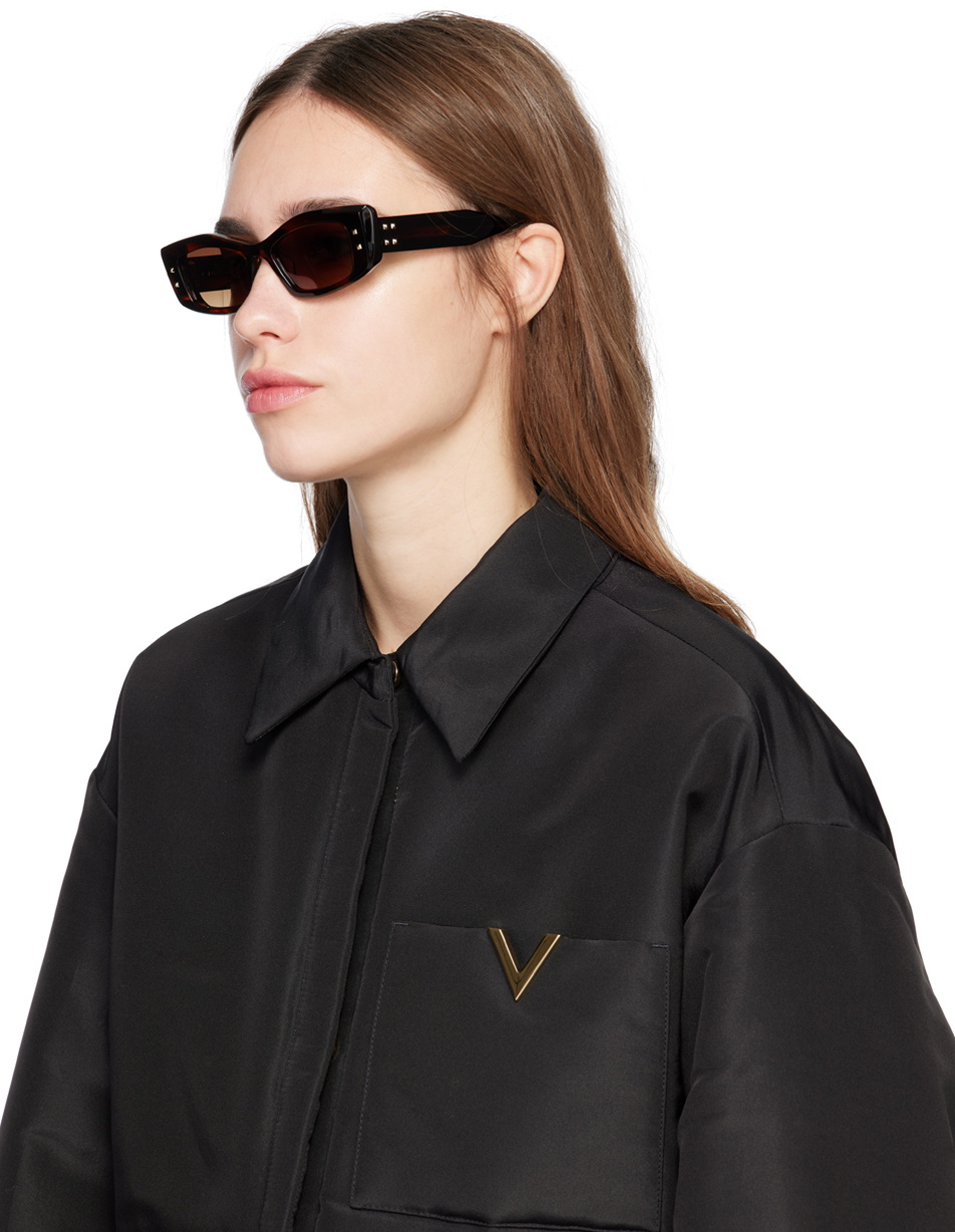Valentino Garavani Tortoiseshell IV Rectangular Frame Sunglasses