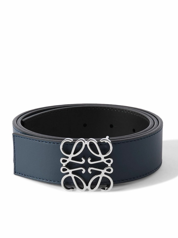 Photo: LOEWE - 3.5cm Anagram Reversible Leather Belt - Blue