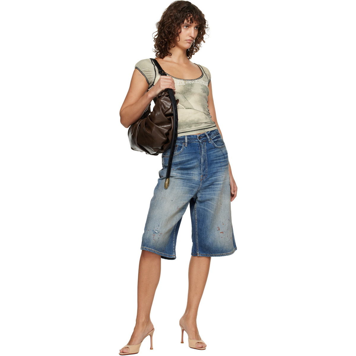 Diesel Brown Grab-D-Large Scrunched Bag