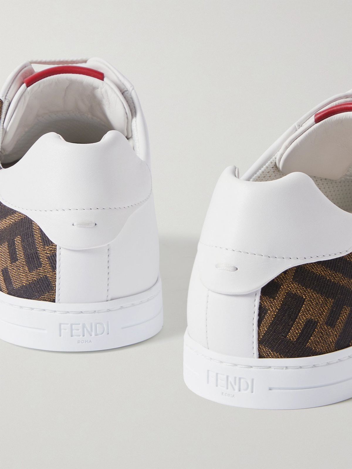 FENDI - Leather and Logo-Jacquard Sneakers - White Fendi