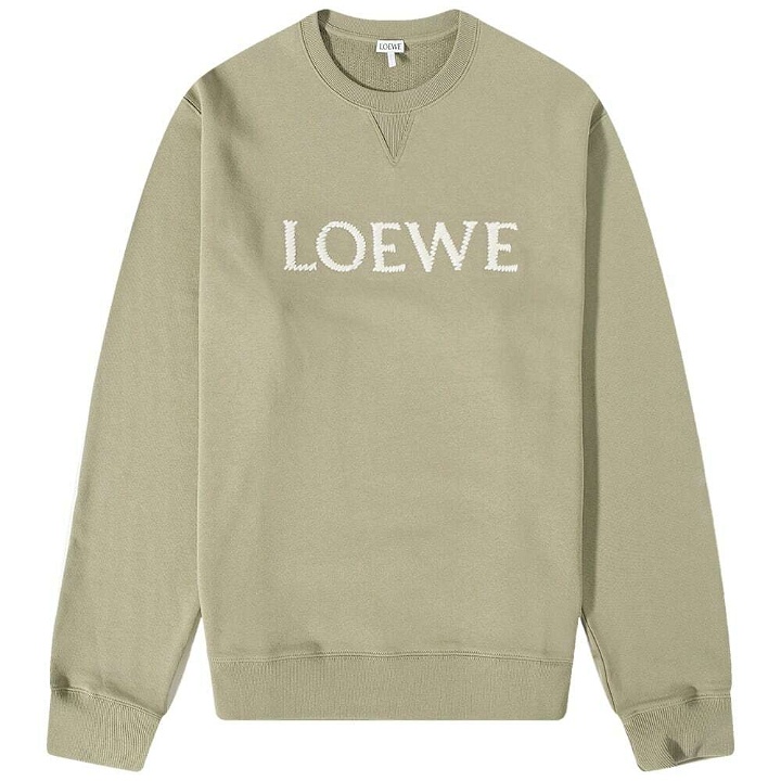 Photo: Loewe Men's Embroidered Crew Sweat in Military Green